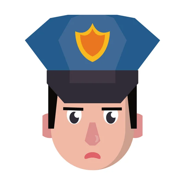Rendőr arc avatar rajzfilmfigura — Stock Vector