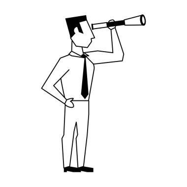 siyah beyaz iş adamı avatar simgesi karikatür