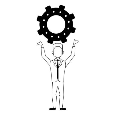 siyah beyaz iş adamı avatar simgesi karikatür