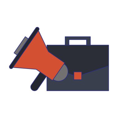 peripone ve evrak çantası simgesi karikatür mavi çizgiler