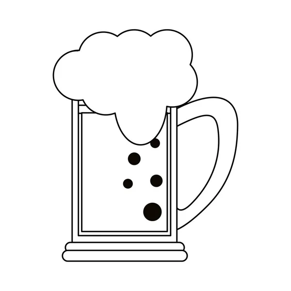 Icono de la cerveza verde de dibujos animados aislados en blanco y negro — Vector de stock
