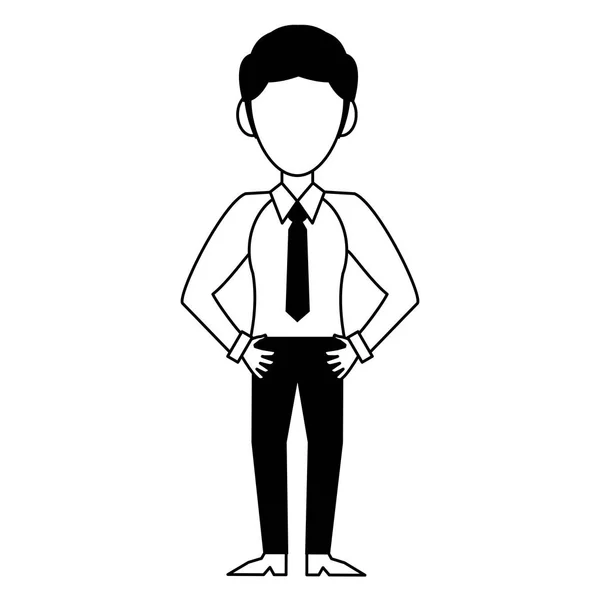 Исполнительный бизнесмен персонаж мультфильма в черно-белом цвете — стоковый вектор