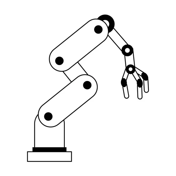 Ícone do braço robótico desenhos animados isolados em preto e branco —  Vetores de Stock
