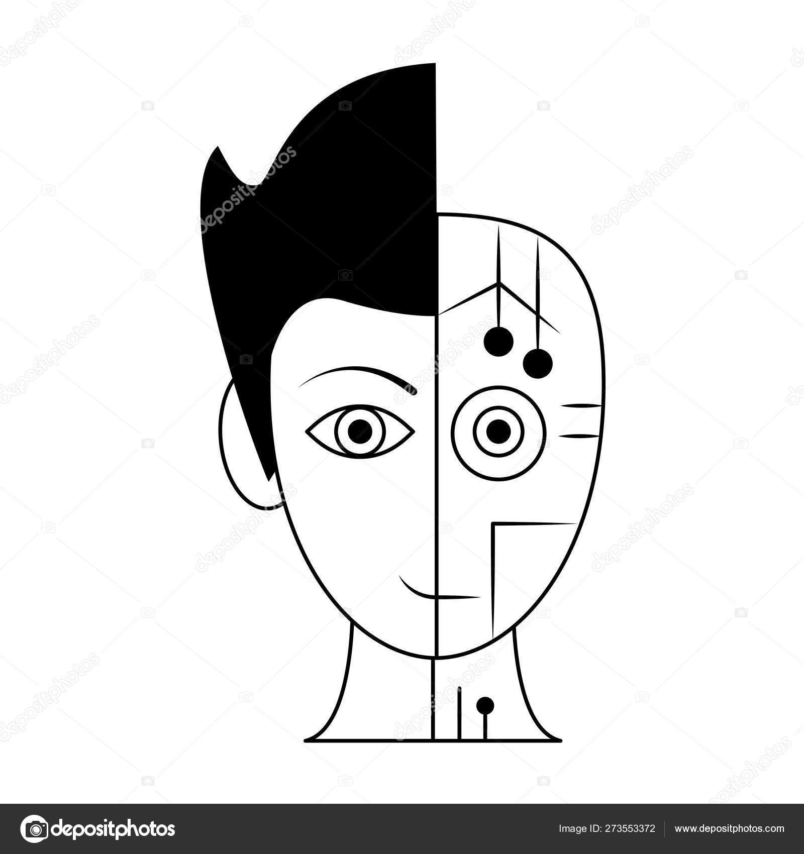 Humanoid cyborg avatar cartoon character in black and white Stock Vector Image by ©jemastock #273553372 Humanoid cyborg avatar cartoon character in black and white Stock Vector Image by ©jemastock #273553372