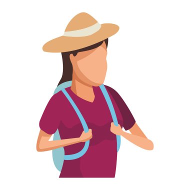 Şapka ve sırt çantası olan kadın