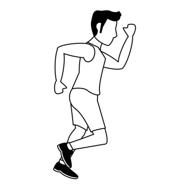 spor adam siyah ve beyaz SideView çalışan