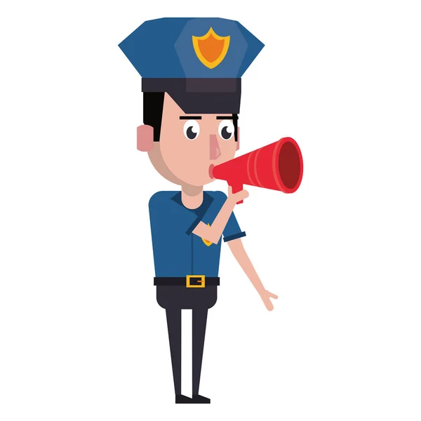 Policial trabalhando avatar personagem de desenho animado — Vetor de Stock