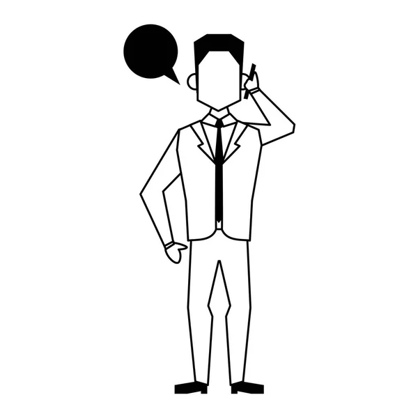 Hombre de negocios avatar icono de dibujos animados en blanco y negro — Archivo Imágenes Vectoriales