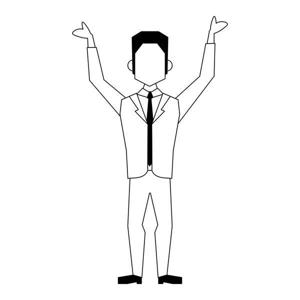 Siyah beyaz iş adamı avatar simgesi karikatür — Stok Vektör
