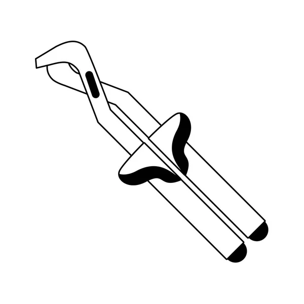 Pince équipement outil icône dessin animé en noir et blanc — Image vectorielle