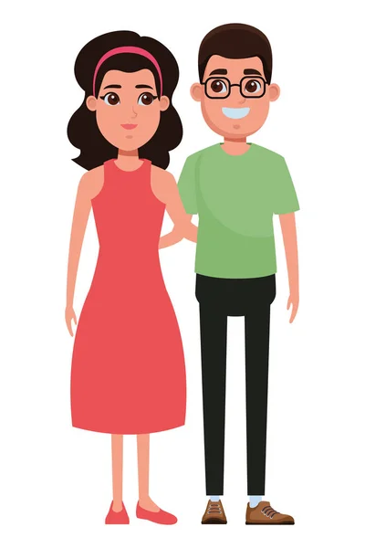 Casal avatar retrato personagem dos desenhos animados — Vetor de Stock