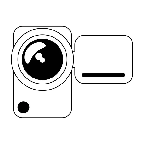 Videocamera videocámara portátil en blanco y negro — Vector de stock