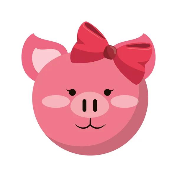 Pig cute animal head — Stock Vector