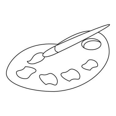 boya fırçası ve palet sembolü siyah beyaz