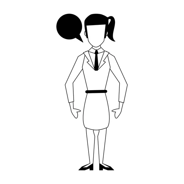 Mujer de negocios personaje de dibujos animados avatar en blanco y negro — Vector de stock