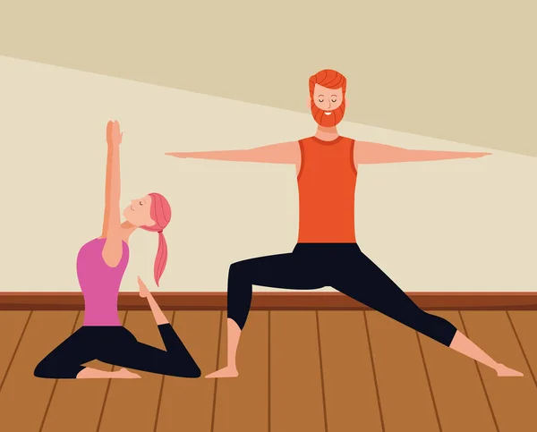 Pareja yoga poses — Vector de stock