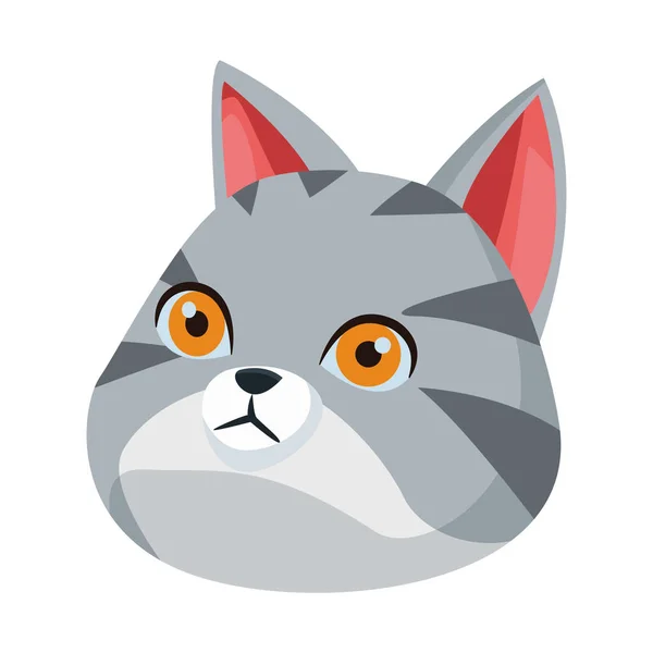 Gato gris icono de dibujos animados aislados — Vector de stock