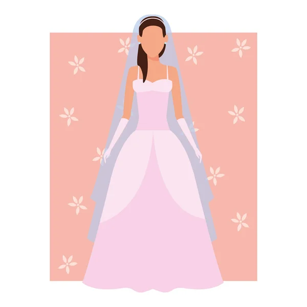 Mujer con vestido de novia — Vector de stock
