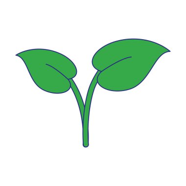 Bitki karikatür izole mavi çizgiler bırakır