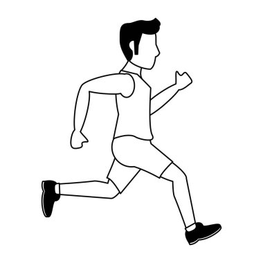spor adam siyah ve beyaz SideView çalışan