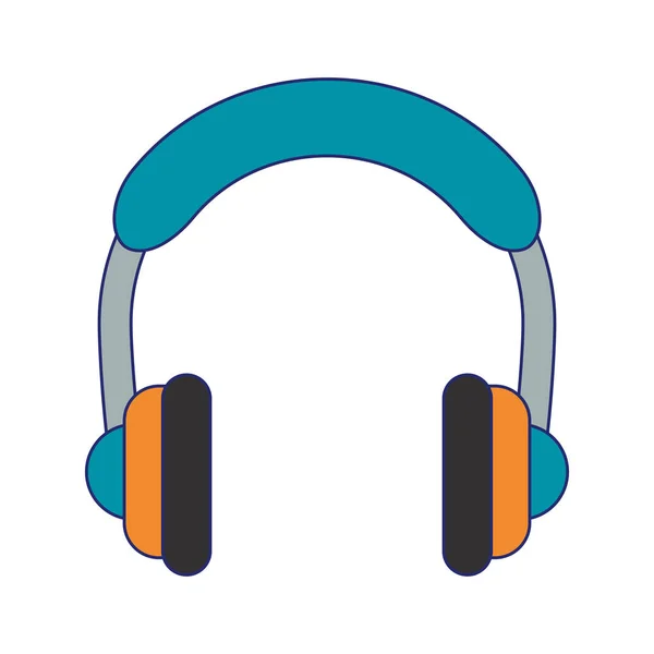 Heaphones de musique dispositif isolé lignes bleues — Image vectorielle
