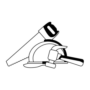 araçları siyah beyaz toplama atölyesi simgeleri karikatür ayarlamak