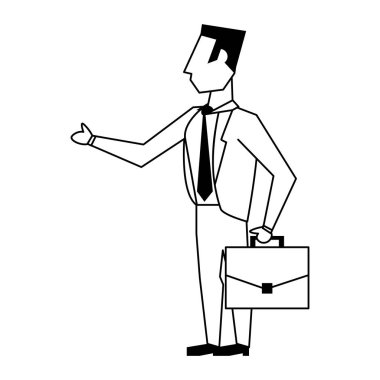 siyah beyaz iş adamı avatar simgesi karikatür