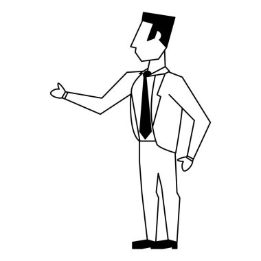 siyah beyaz iş adamı avatar simgesi karikatür