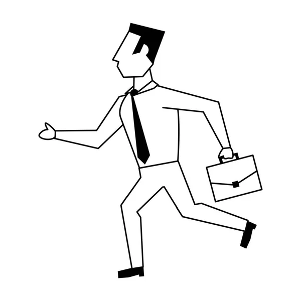 Biznes człowiek ikona kreskówka w czerni i bieli — Wektor stockowy