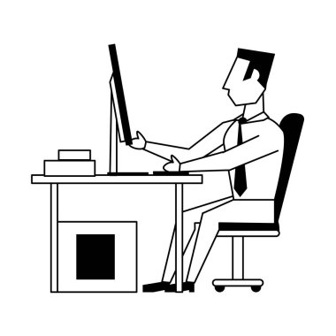 siyah beyaz iş adamı avatar simgesi karikatür
