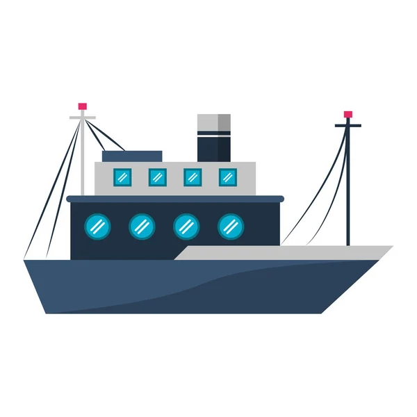 Hal hajó csónak oldaltükröt elszigetelt rajzfilm — Stock Vector