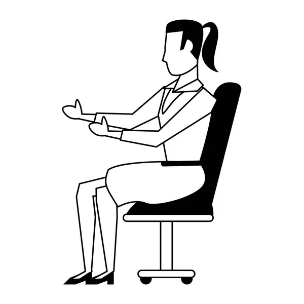 Mulher de negócios avatar personagem de desenho animado em preto e branco — Vetor de Stock