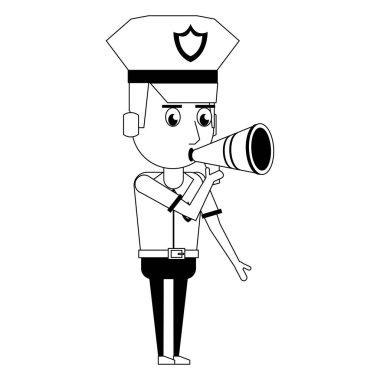 siyah beyaz avatar çizgi film karakteri çalışan polis