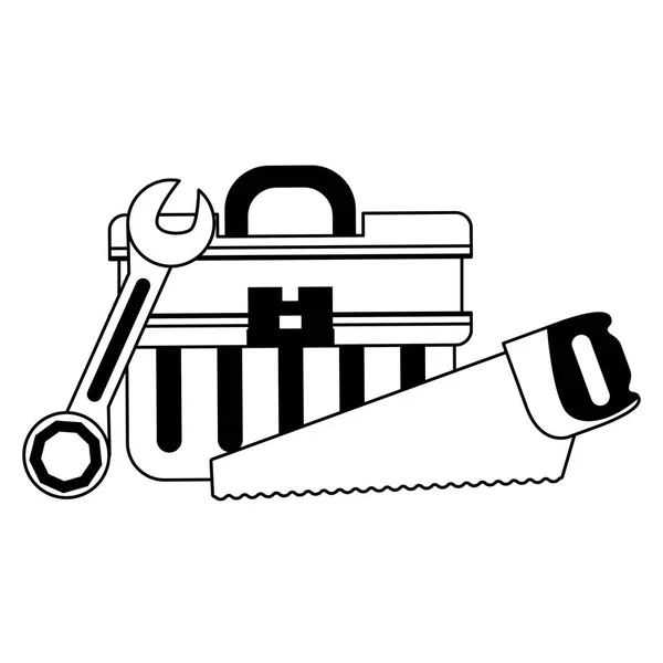 Tools set collection workshop icons cartoon in black and white — Stock Vector