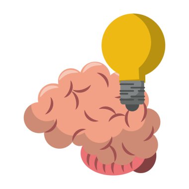 İzole ampul ampul sembolü ile insan beyni