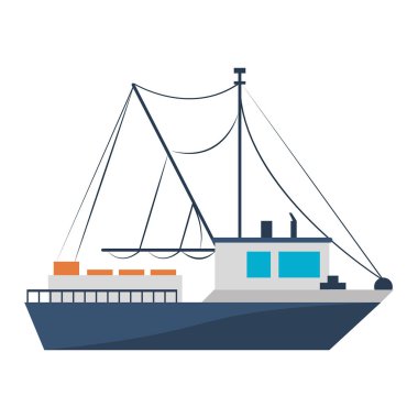 Balık gemi tekne sideview izole karikatür