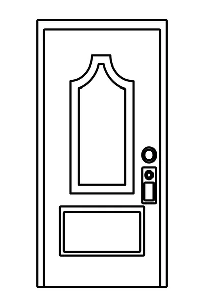 Czarny i biały ikona kreskówka drzwi — Wektor stockowy