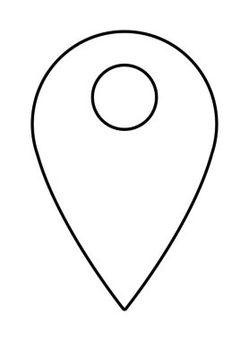 siyah beyaz gps konum noktası karikatür