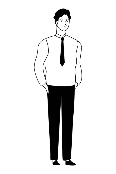 Homem avatar personagem de desenho animado em preto e branco ilustração vetorial — Vetor de Stock