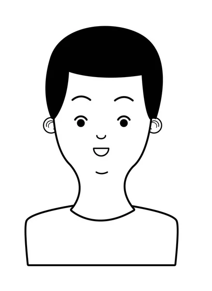 Молодой человек мультфильм в черно-белом — стоковый вектор