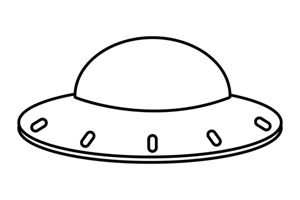 OVNI vaisseau spatial extraterrestre dessin animé en noir et blanc — Image vectorielle