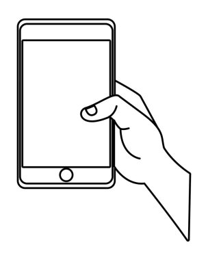 siyah ve beyaz akıllı telefon karikatür kullanarak el