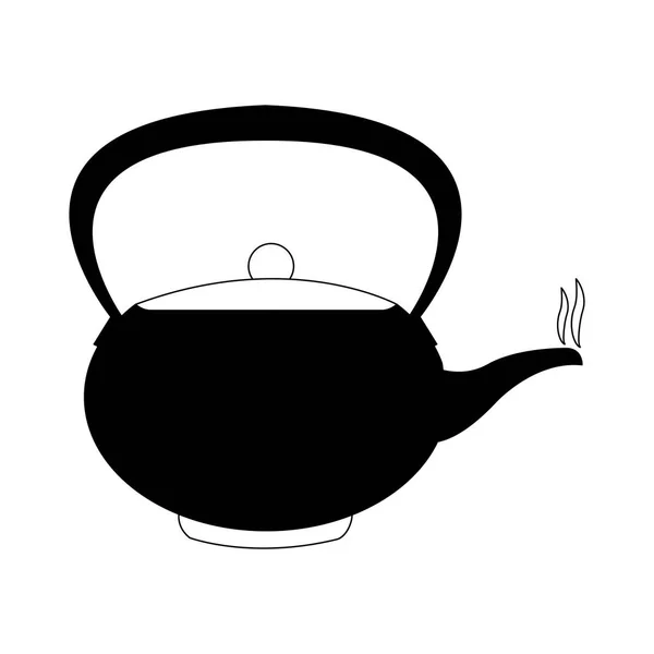 茶壶用具在黑色和白色隔离 — 图库矢量图片