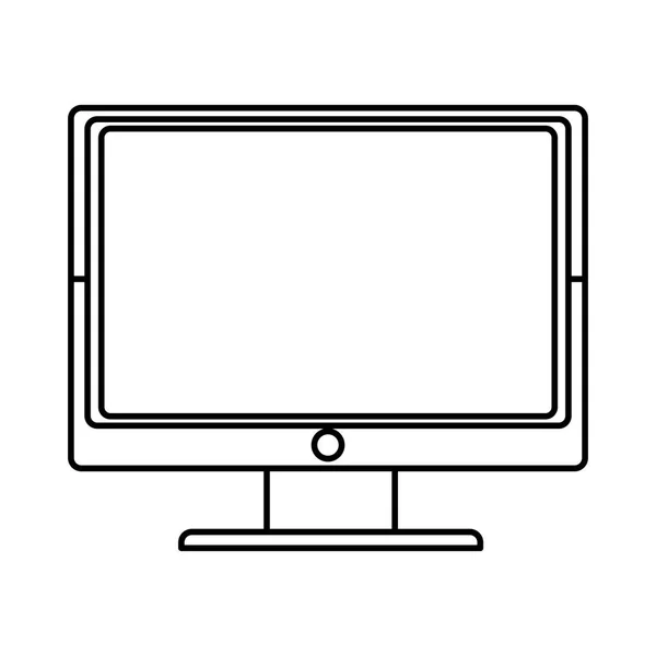 Icono de la computadora de dibujos animados en blanco y negro — Vector de stock