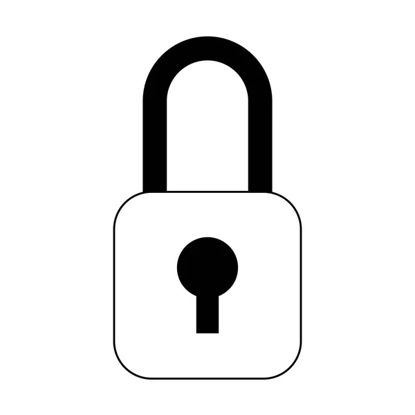 Système de sécurité Padlock isolé en noir et blanc — Image vectorielle