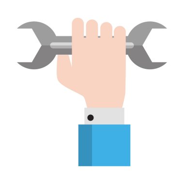 İngiliz anahtarını tutan el.