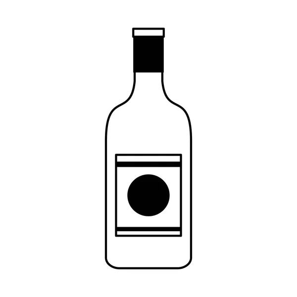 Alkohol napój szklany butelka z etykietą w czerni i bieli — Wektor stockowy