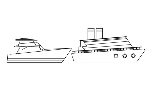 Luxus-Yatch schnelle Seereise und Yatch schwarz-weiß — Stockvektor