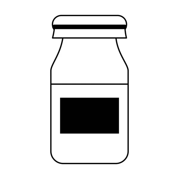 Yogurth bottle diary drink product in black and white — 스톡 벡터