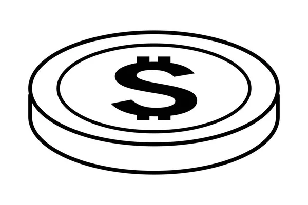 Pièce argent dessin animé en noir et blanc — Image vectorielle